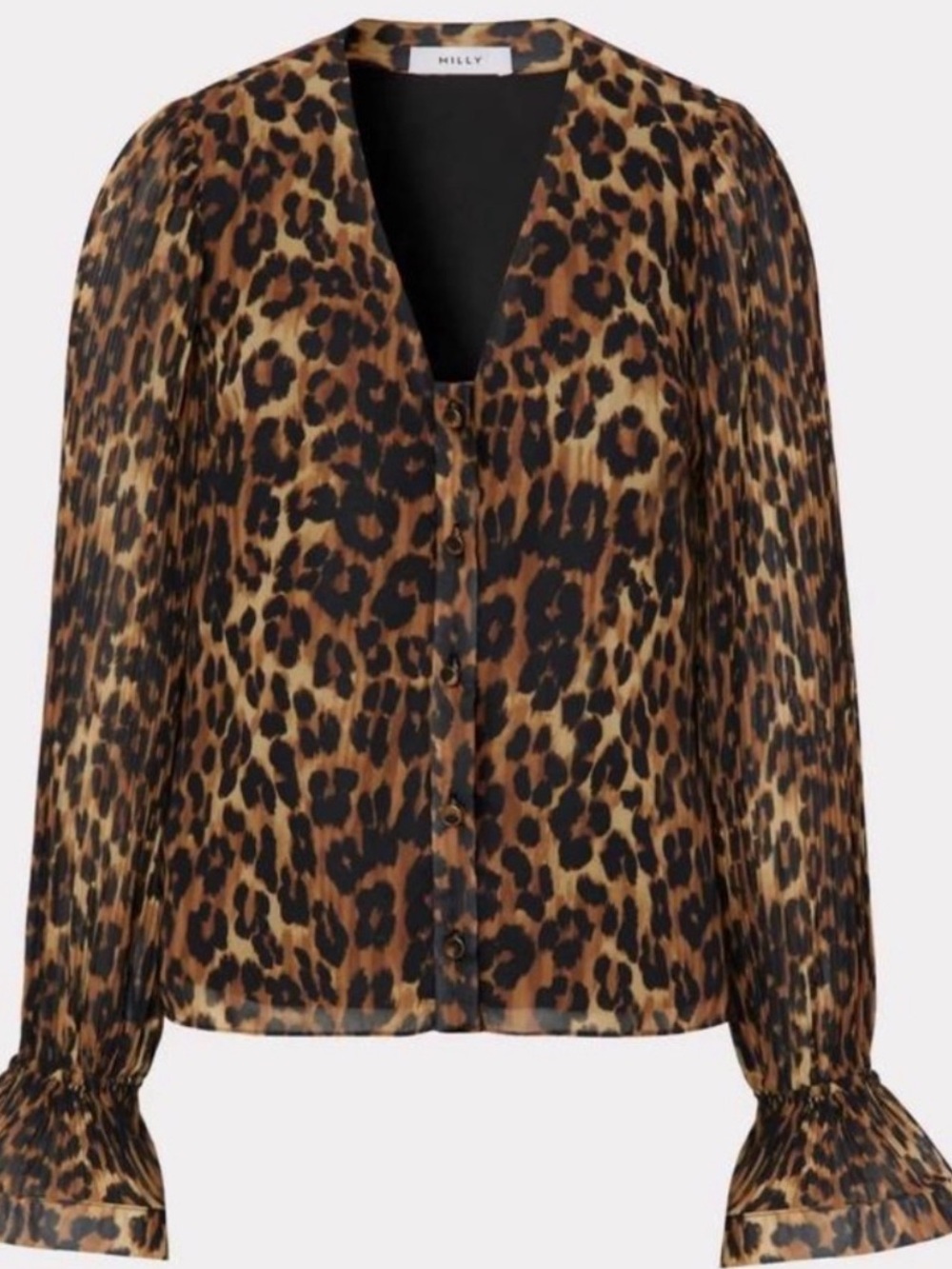 MILLY greer leopard top in multi Pleated Criss Cross Leopard Animal Print Small